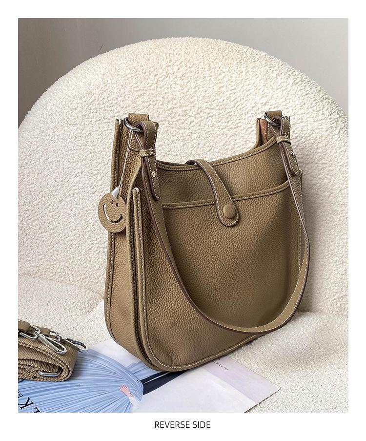 Genuine Leather Evelyn Crossbody Tote - Women's Cowhide Bag with Wide Shoulder Strap