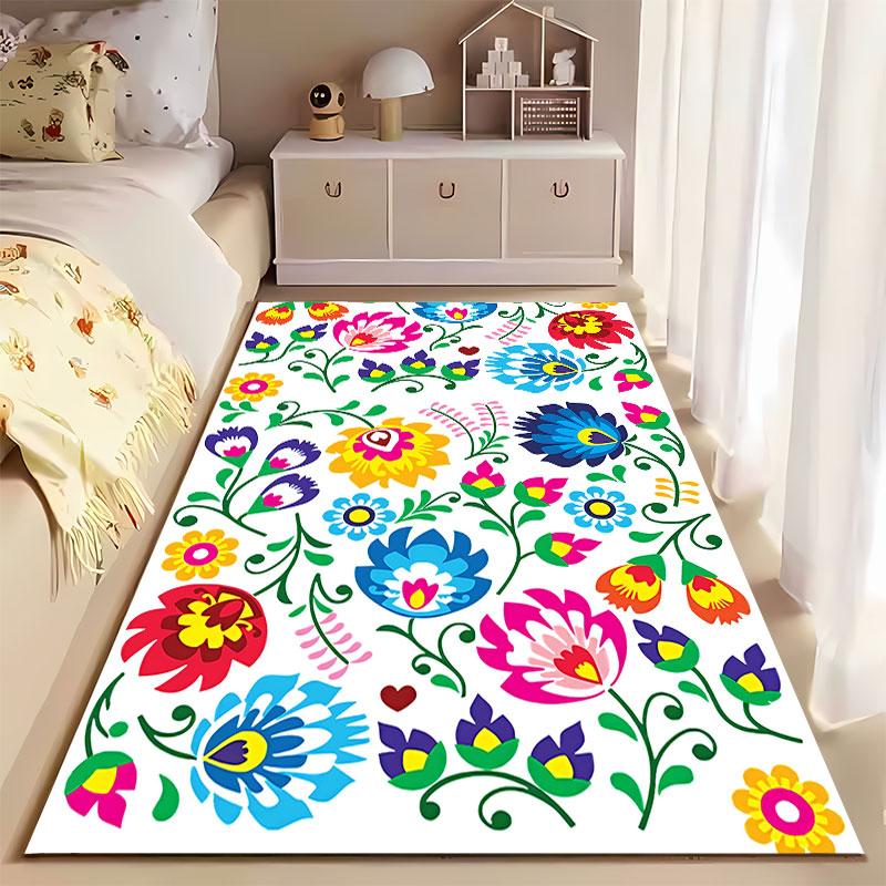 Colorful Floral Pattern Carpet suitable as a non-slip mat for the living room or bedroom sofa