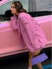 Cappotto da abito ampio rosa romantico con fiocco per donna europea e americana