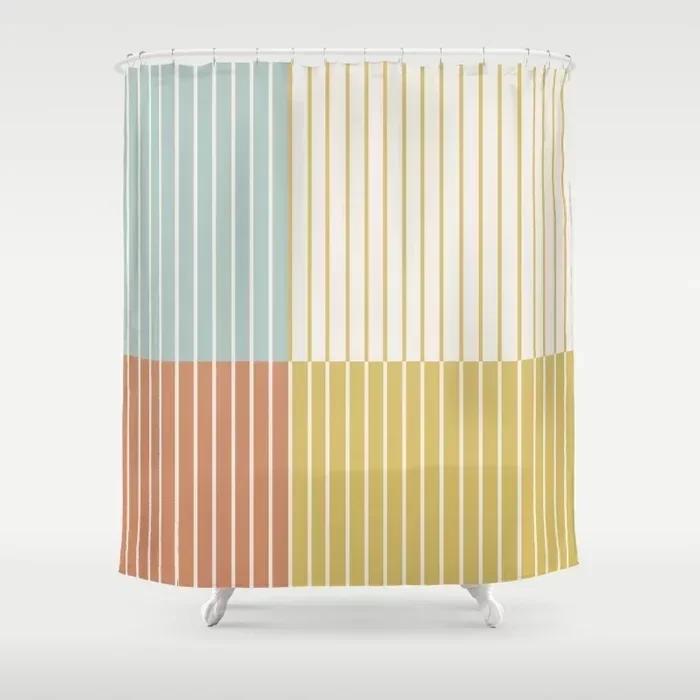

Simple Colorful Line Pattern Bathroom Curtain Home Decoration Waterproof Bathtub Creative Personality Shower Curtain W60H190(CM)-1 Pcs