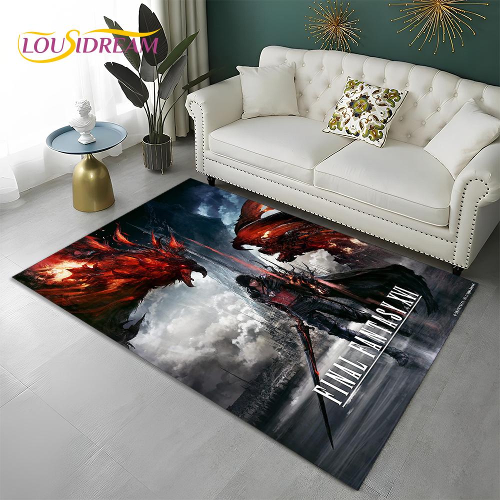 FF14 Gamer HD Final Fantasy Spiel 3D-Teppich für Zuhause, Wohnzimmer, Schlafzimmer, Sofa, Fußmatte, Dekor, Kinderbereich, rutschfeste Bodenmatte