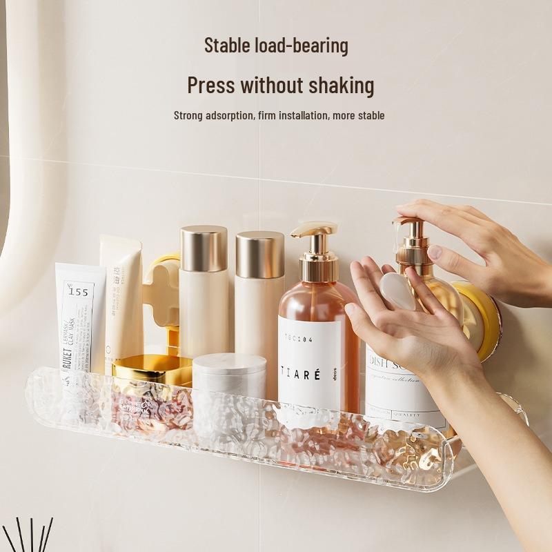 Bathroom Rotating Suction Cup Shelf - Drill-Free Cosmetic Storage & Sink Organizer