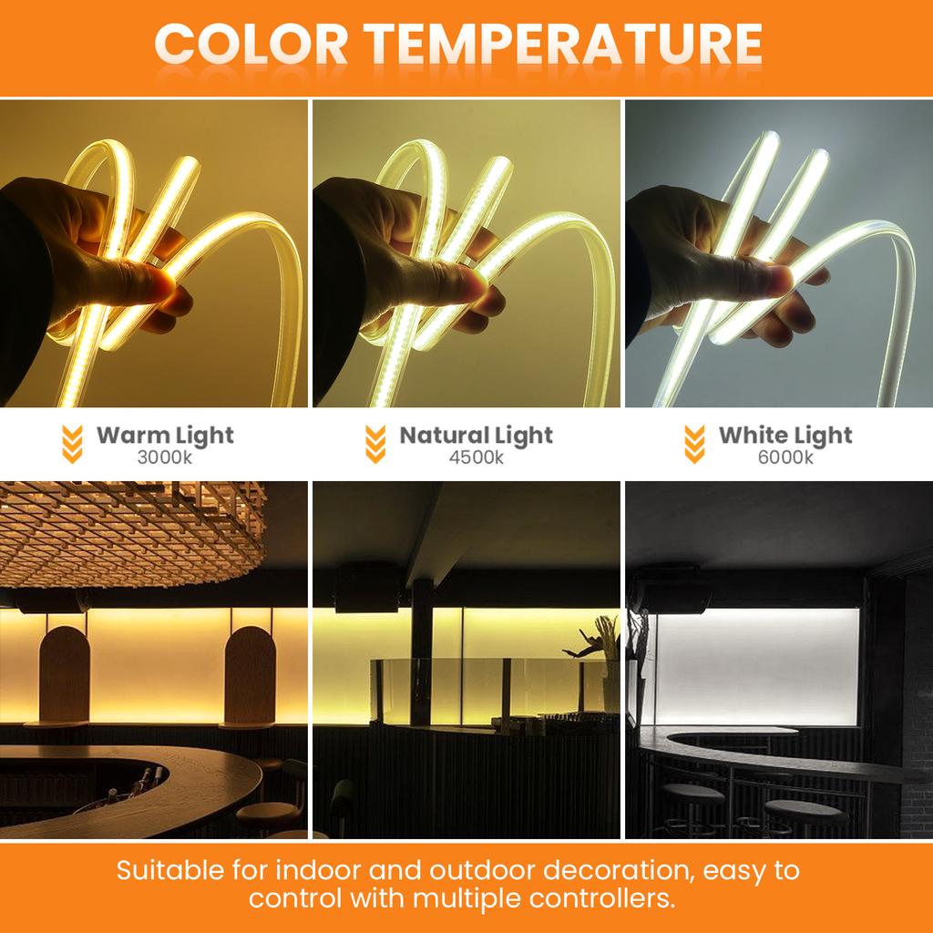 Dimmable COB LED Strip Light 220V EU 288LEDs/m Tuya WiFi Bluetooth IR Flexible Tape Waterproof COB Linear Light Bar 3000K 6000K