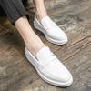 Trendy Designer Style Comfortable Shoes Luxury Brand Low Heeled White Loafers Leather Leisure Fashionable Nightclub Music Shoes
