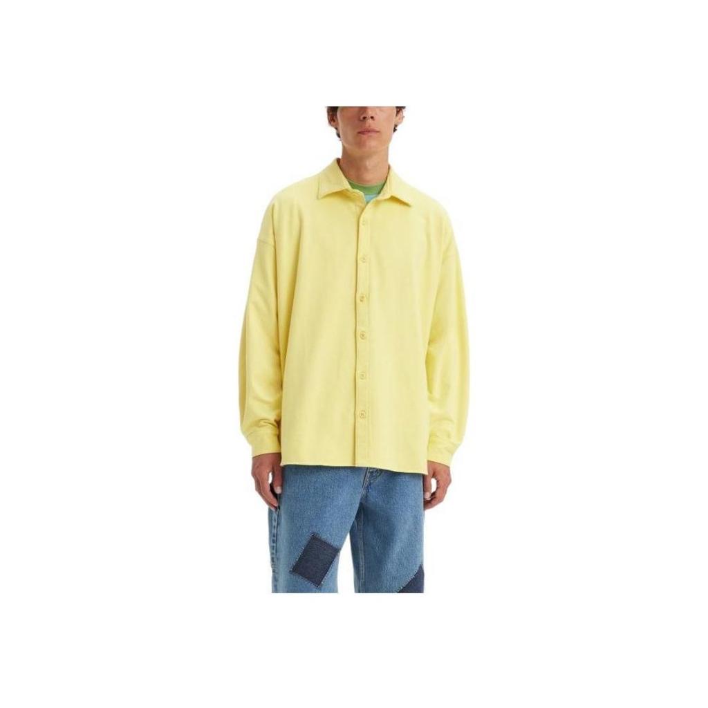 Levis Skateboard Series Solid Color Single-Breasted Simple Commuter Long-Sleeve Shirt Men Tops Yellow A7098-0000
