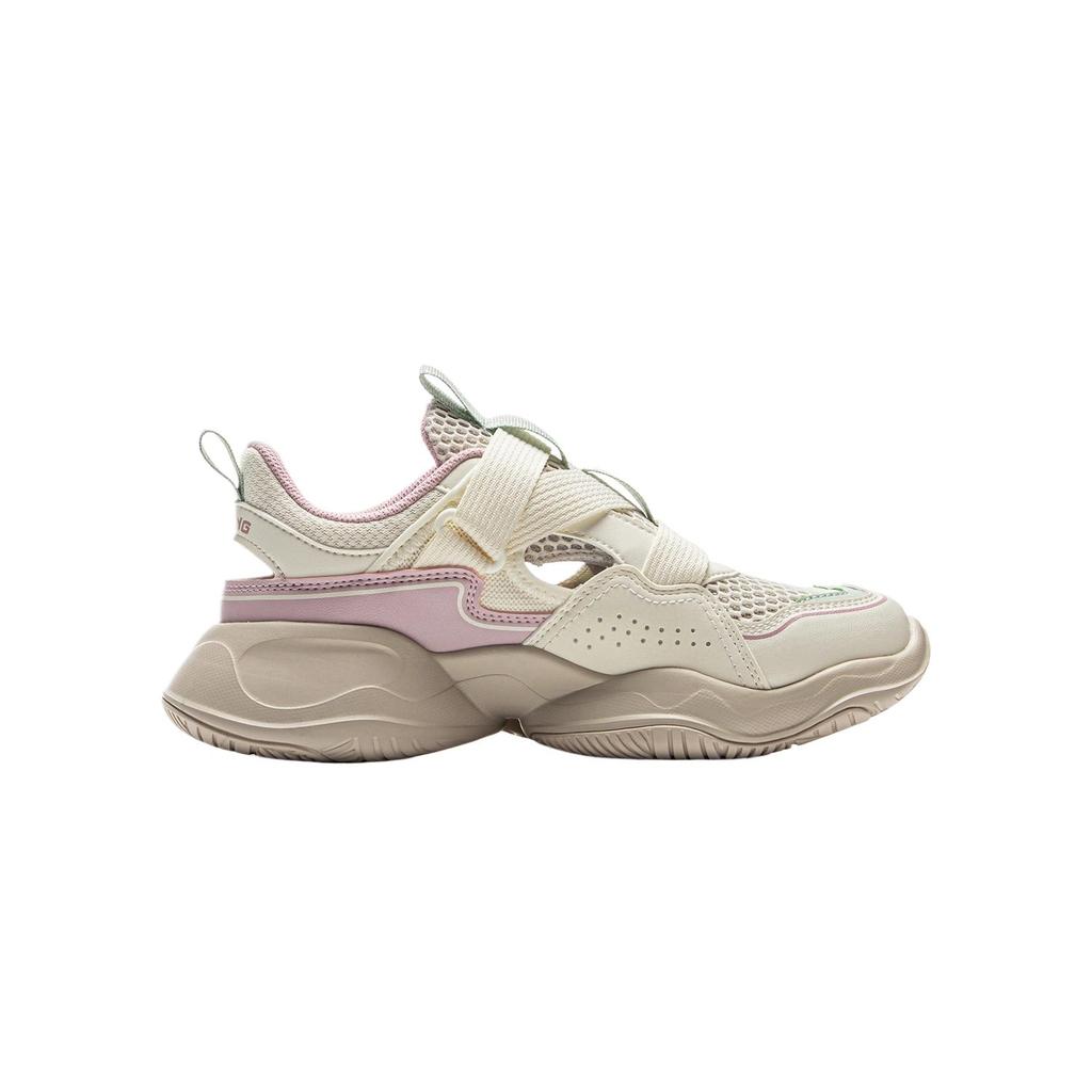 Li Ning Kids Sports Lifestyle Series Synthetic Leather Fabric Simple Comfortable Fashion Versatile Anti-Kick Breathable Low-Top Casual Shoes YKCV078-2