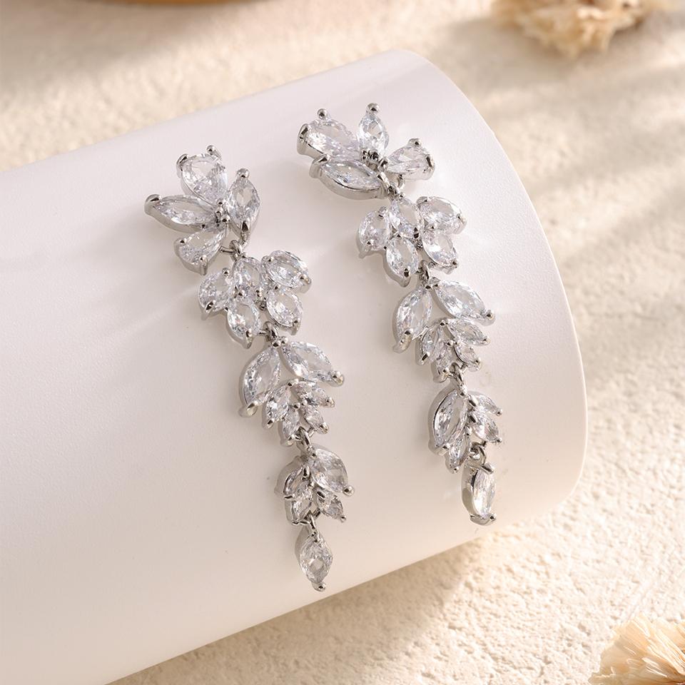 Lussuosi Orecchini da Sposa a Goccia a Marchisa in Zircone AAA Lucido CZ Orecchino Pendente Lungo Matrimonio Zircone