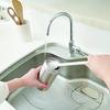 White Silicone Kitchen Cleaning Tool with Folding Brush Head and Long Handle for 360° Glass and Bottle Cleaning