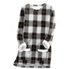 Women's Fashion Plaid Print Round Neck Long Sleeve Plush Winter Warm Pullover Top
