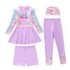 Children's Girls' Long-Sleeve Two-Piece Swimsuit Set for Small, Medium, Large