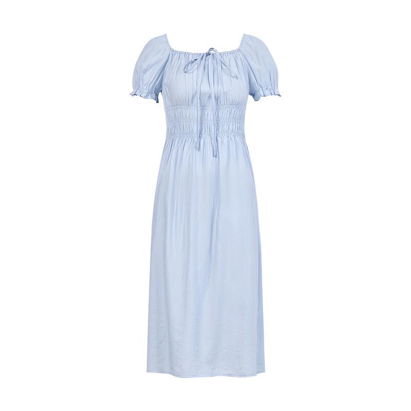 French Style Square Neck A-Line Midi Dress
