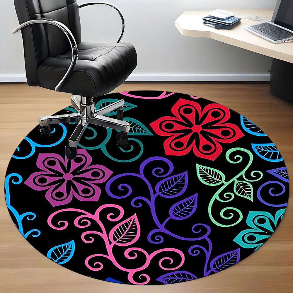1PC Floral Pattern Chair Carpet for Office, Indoor Non-Slip Washable Carpet, Soft Comfortable Mat For Office Room yy250930241