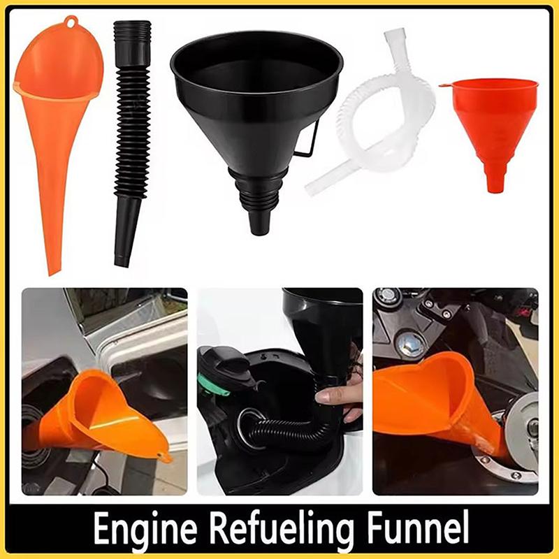 Car Plastic Funnel Set Wide-Mouth Fuel And Oil Multi-Purpose Flexible Right-Angle Funnel For Coolant And Oil