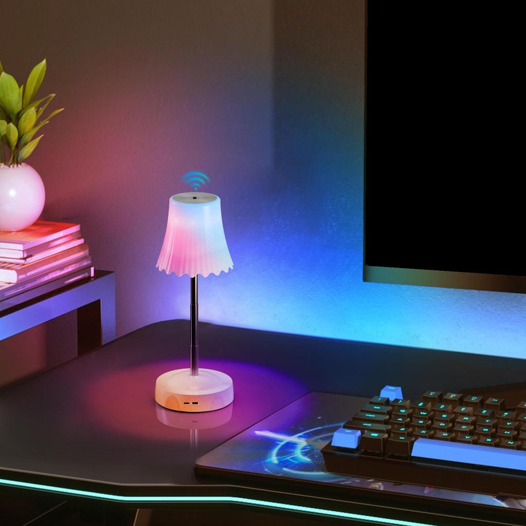 Rechargeable Desk Lamp Adjustable Height Gesture Sensor RGB Smart Light Battery Powered Table Lamp For Bedroom Restaurant Shower