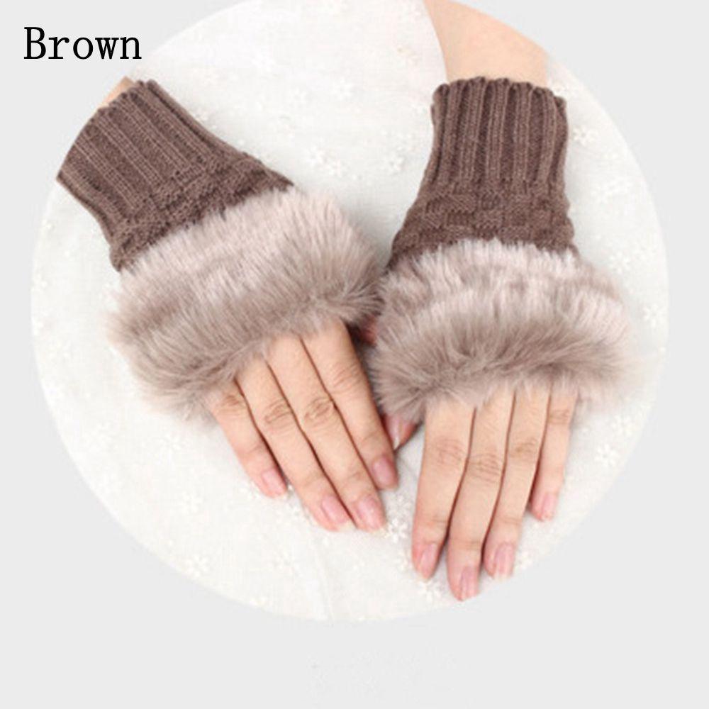 Schafwolle Winter Herbst Paare Fingerlose Handschuhe Handgelenk Handschuhe Ausgesetzt Finger Faux Kaninchen Fell