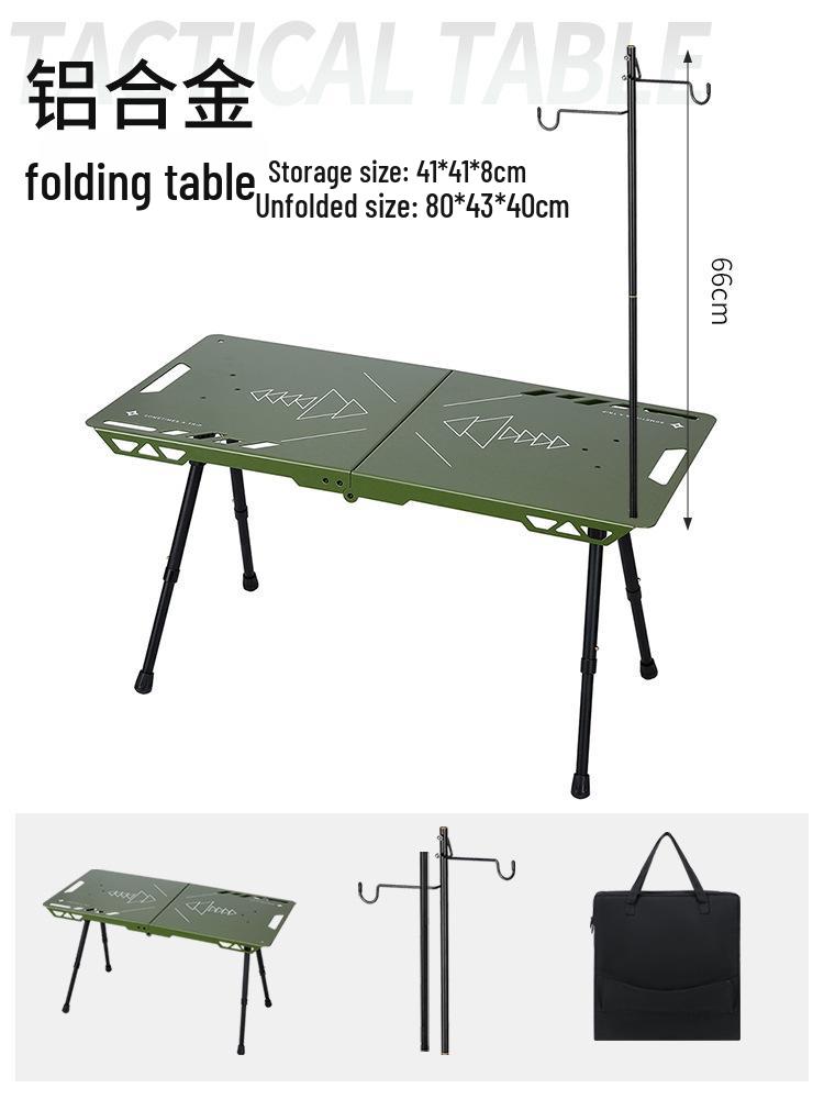 Lightweight Aluminum Folding Camping Table with Portable Storage - Blackened Style