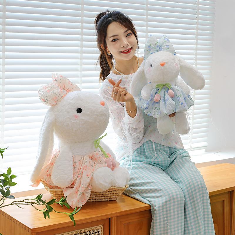 New tulip flower rabbit doll plush toy little white rabbit doll doll children's birthday gift