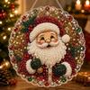 5D Christmas Diamond Painting Set Acrylic Round Board Xmas Acrylic Pendant Pearl Painting Kit  Gift