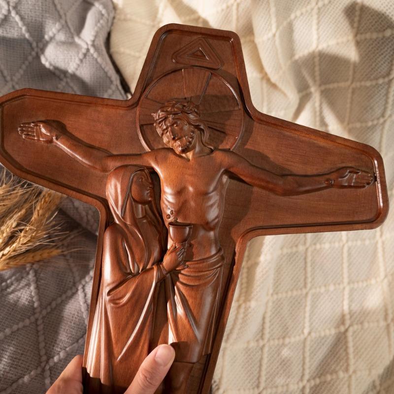 Ξύλινος Σταυρός Χριστιανικός Τοίχος Διακόσμηση, Εκκλησία Ιησού Παναγία Ενότητα, Πασχαλινή διακόσμηση, Καθολικός Σταυρός, Θρησκευτικό γλυπτό