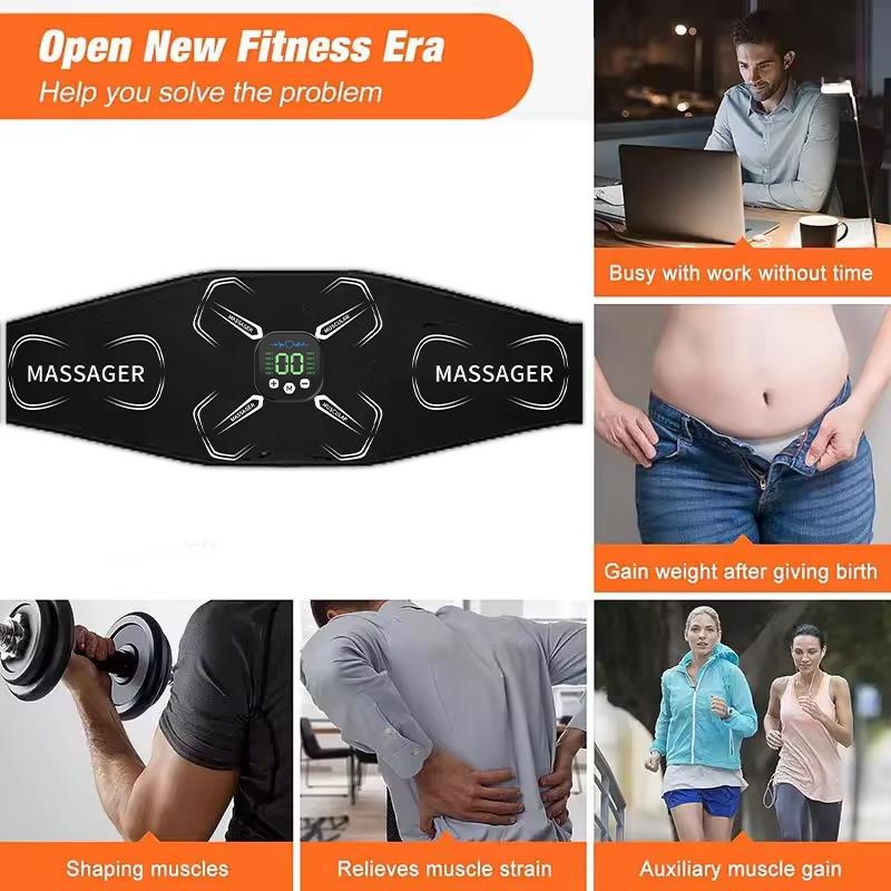 Abdominal Muscle Trainer Belt with EMS Massage, Slimming & Toning Device for Home Fitness, Fat Burner