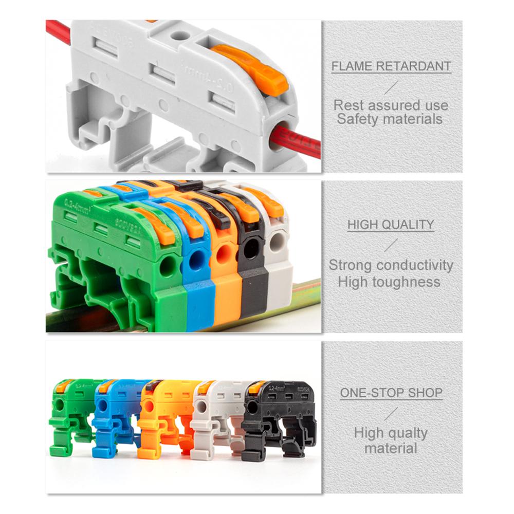5/10pcs Din Rail Terminal Block Wire Connector 211 Quick Wire Compact Splicing Conductor Fast Cable Connector Conductor