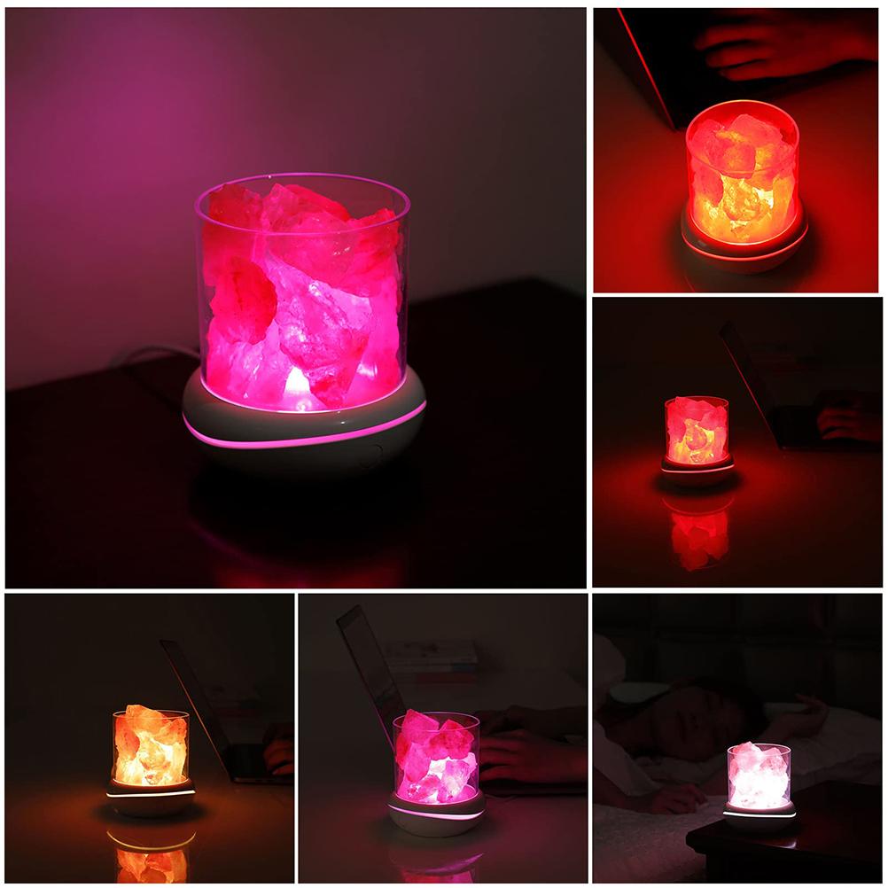 Salt Crystal Lamp Night Light USB Aroma Diffuser Salt Lamp Colorful Salt Crystal Lamp Fragrance Oil