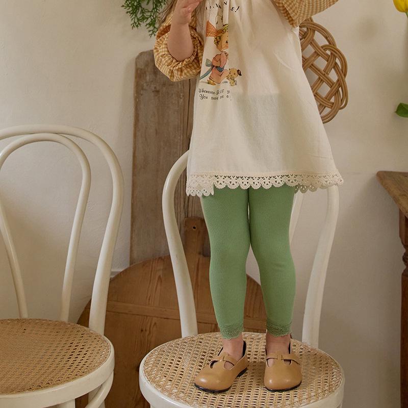 

Весенние хлопковые леггинсы с кружевом для корейских девочек, 2025 150 cm