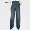 MO&Co. Women's Tailored Pleated Wide-Leg Jeans