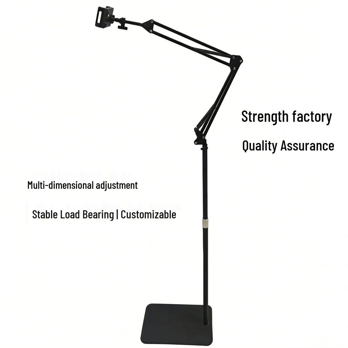 

Foldable Floor-Standing Metal Phone Holder: Adjustable Telescopic Stand for Live Streaming, Customizable Design чёрный