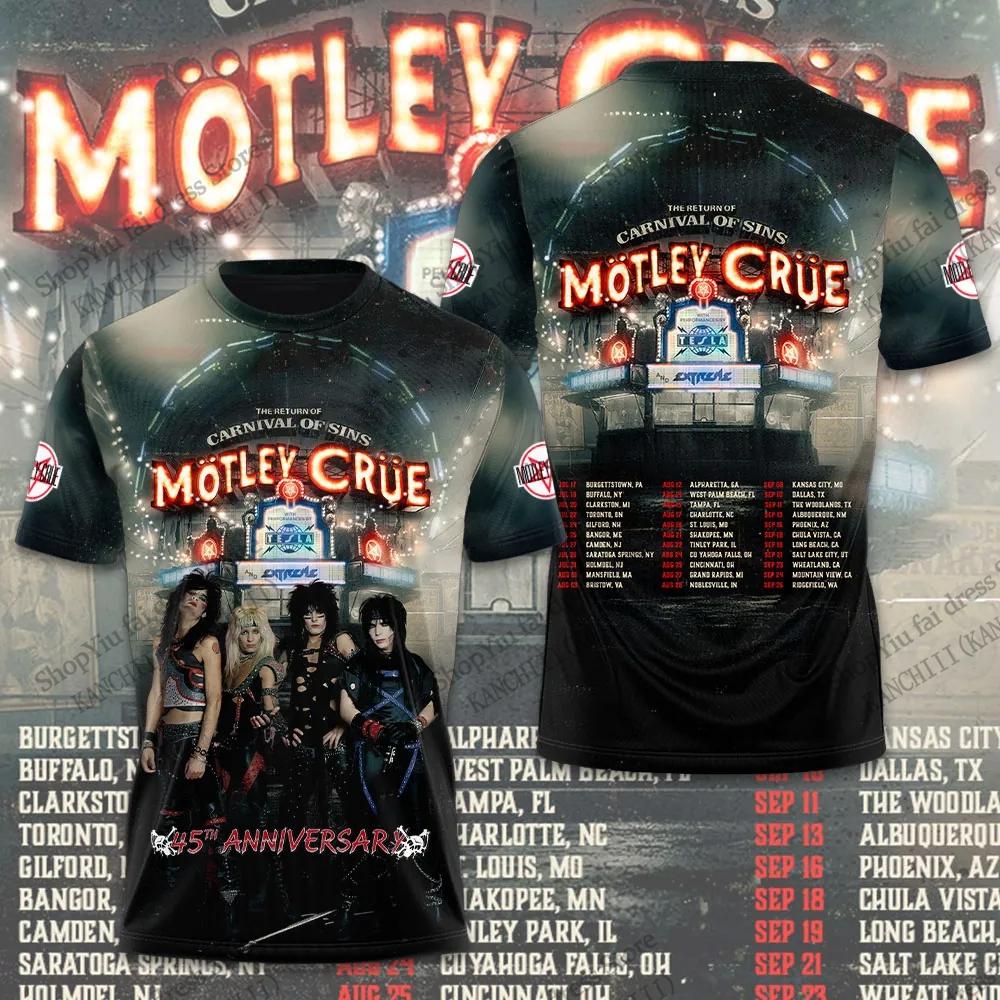 New Summer Hip Hop Heavy Metal Rock Band Motley Crue Tour 3D Print T-shirt Men Women Fashion Short Sleeve Tshirt Kids Tops Tees