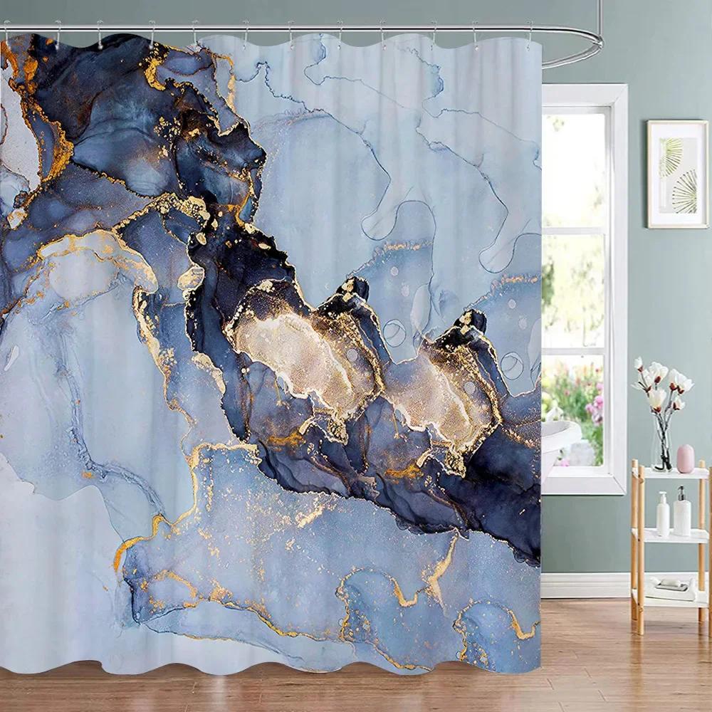Czarny Szary Złoty Marmurowy Zasłona Prysznicowa Szara Nowoczesna Abstrakcyjna Zasłona Prysznicowa do Łazienki Fajna Sztuka Ładna Tkanina Zasłona Kąpielowa Dekor