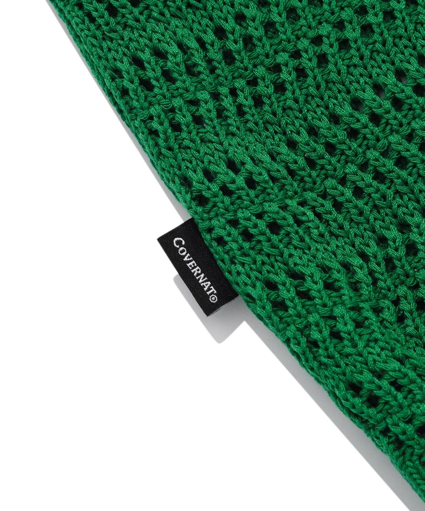 COVERNAT Crochet Half Knit Shirt Green