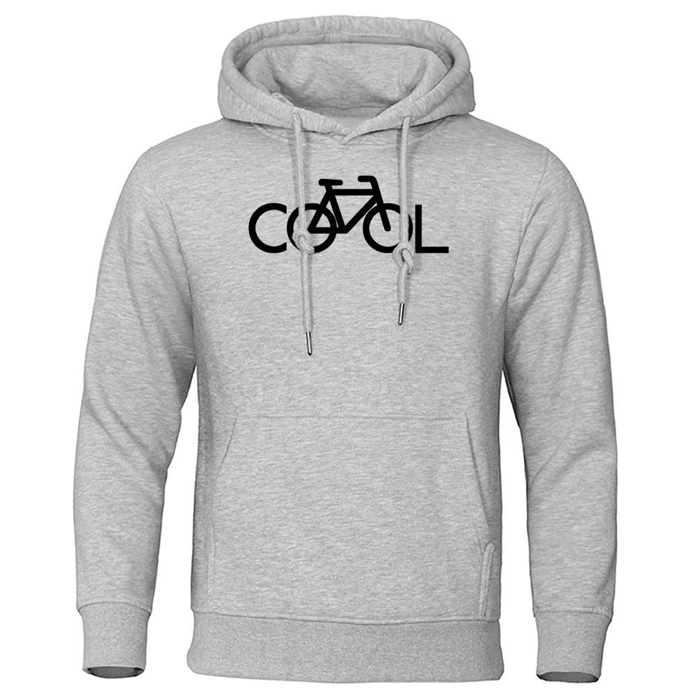 Cooler Schriftzug Fahrrad Einfaches Strichdesign Bedruckter Hoodie Herren Rundhals Lässiges Sweatshirt Herbst Locker Kapuzenfleece Warme Oberteile