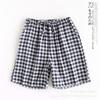 Paarshorts Sommerpyjama Damen neue dünne Pyjamahose kariert japanisch frisch mehrfarbig doppellagiges Baumwollgarn Hausanzugshose