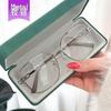 Ultra-Light Square Glasses for Women with Anti-Blue Light Flat Lenses - Slim Metal Frame, Men's Artistic HD Reading Glasses