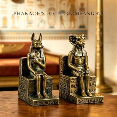 Vintage Egyptian Anubis Ram Khnum Resin Statue Set Decorative Figurines For Home Living Room Tabletop Wall Display 2026 New