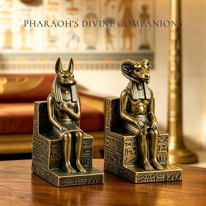 Vintage Egyptian Anubis Ram Khnum Resin Statue Set Decorative Figurines For Home Living Room Tabletop Wall Display 2026 New