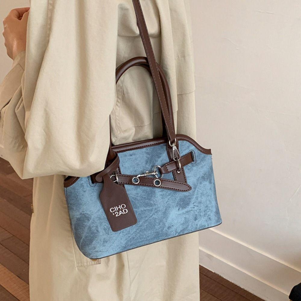 Luxury Belt Shell Handbag Pure Color Commute Tote Bag Fashion Retro Underarm Bag  Holiday