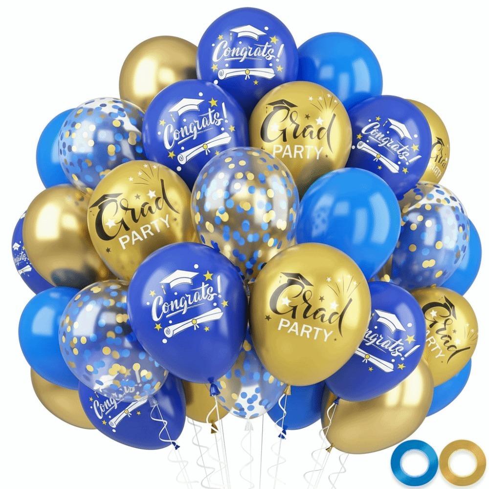 Black Gold Graduation Decorations Cap Printing Latex Balloon Confetti Balloon School Celebration