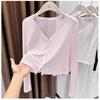 Temperament Collar Thin Floral Cardigan Women's Air-conditioned Shirt with Shawl Top Jacket Summer