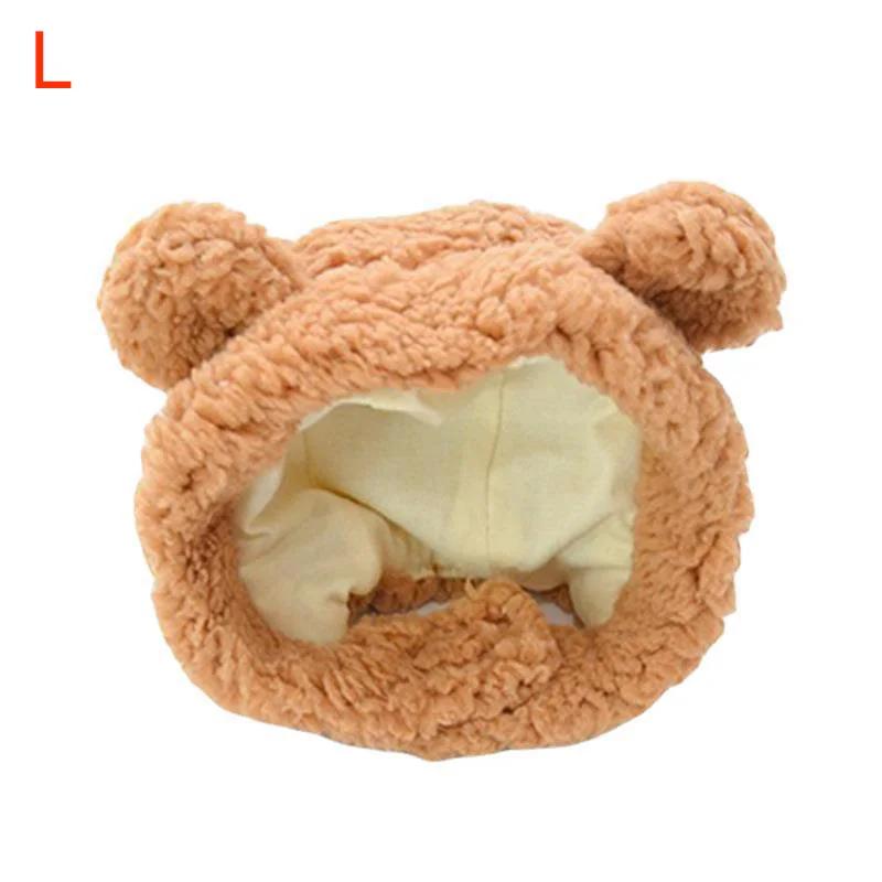 1Pcs Funny Cat Cap Bear Plush Head Cover Cute Cat Dog Woven Warm Headdress Pet Hat Kitten Puppy Cosplay Costume Accessories