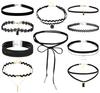 Set of 10 Pcs Choker Necklace Leather Cord Lace Boho