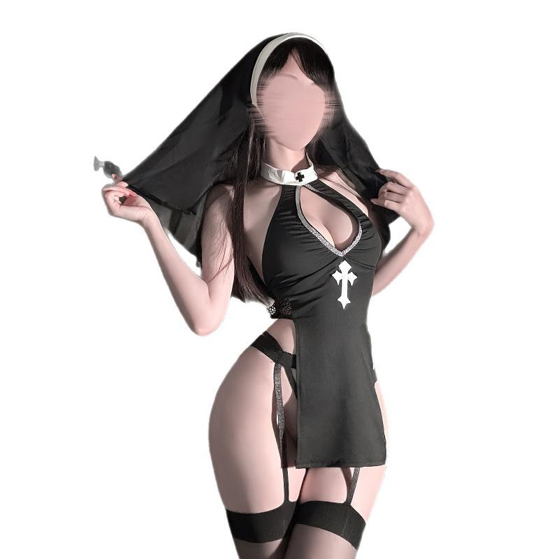 Sexy Nun Uniform Erotic Lingerie Pure Breast Temptation No Pajama Suit Passion Temptation