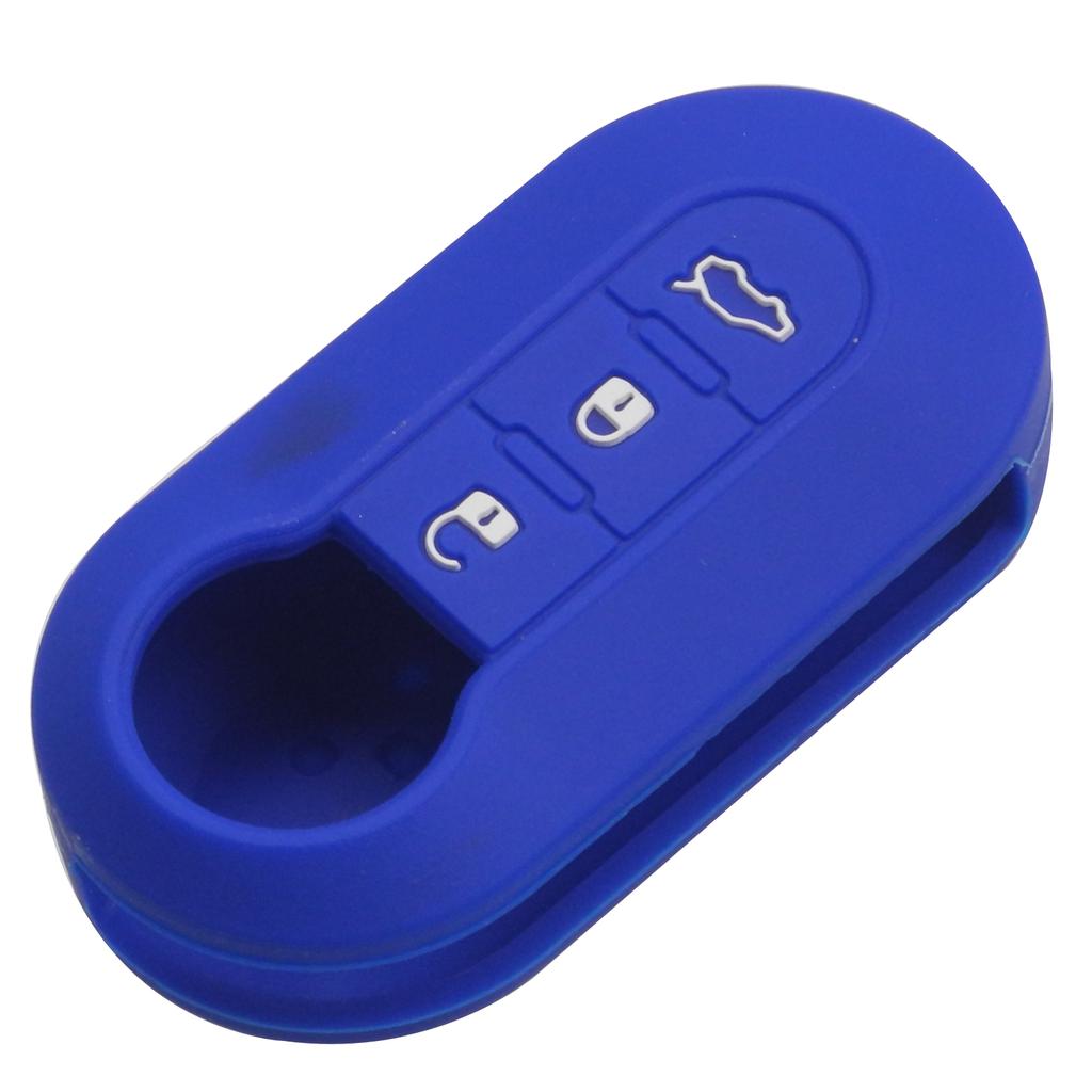 Jingyuqin Silikonhülle Gummi Klappschlüssel Fernbedienung Gehäuse 3 Tasten für FIAT 500 Klappautoschlüssel Anhänger Hülle