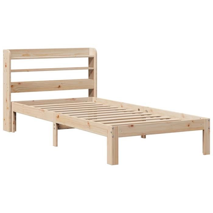 VidaXL Cadre de lit avec tête de lit 75x190 cm bois de pin massif, lit, mobilier de chambre, lit en bois, lit simple, cadre 3306772