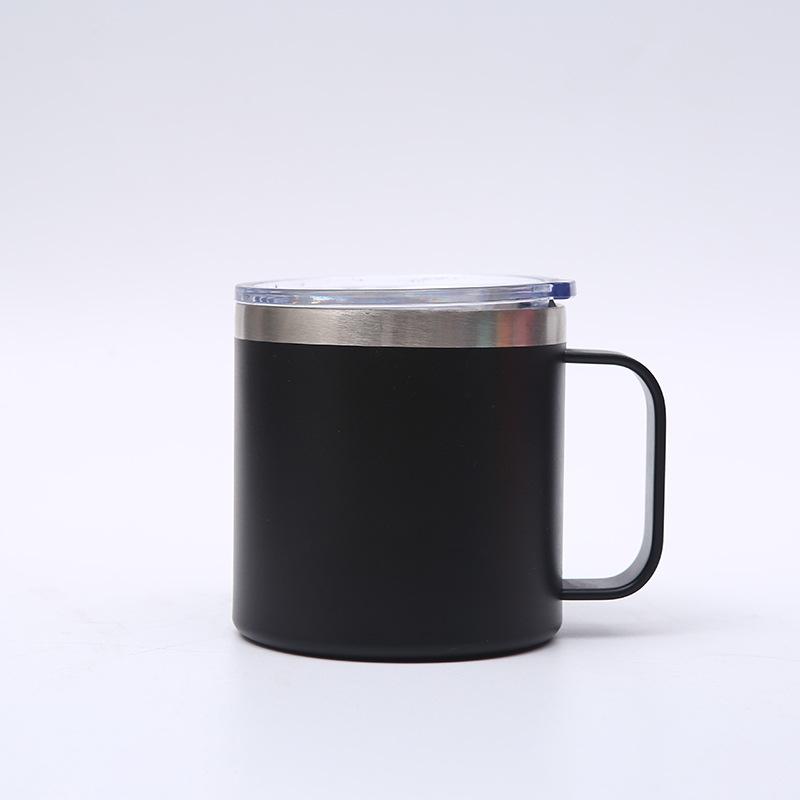 Custom Print Logo Vacuum Insulated 12oz Coffee Mug Cups with Handle Colorful Double Wall 14oz Sliding Lid Tumbler