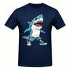 Cartoon Shark Monster Print Men's T-Shirts Summer Fashion Street Outdoor Casual T-shirt Tops for Men's and Women's Tees Top