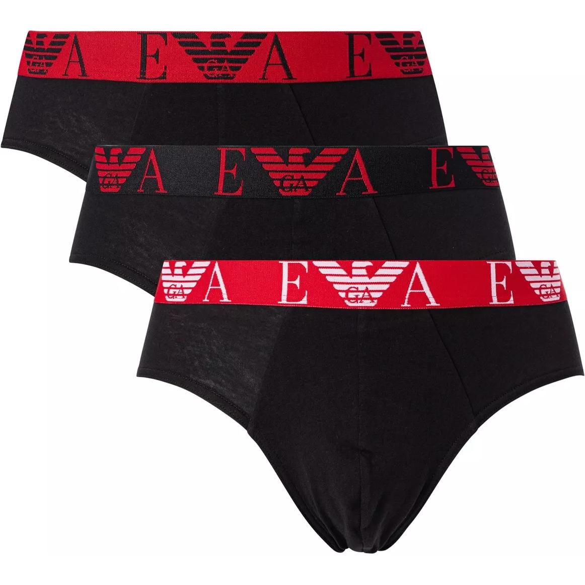 Emporio Armani Мужские трусы-слипы с принтом-буквами, облегающие, 3 шт., Черный 111734-4F715-38121 L