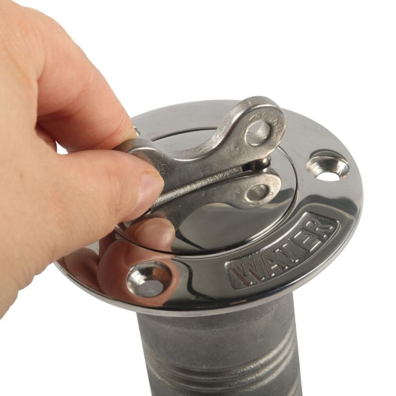 Premium 38mm Marine Deck Filler Lid 316 Stainless Steel With Safety Link And O Shape Gasket For Boats