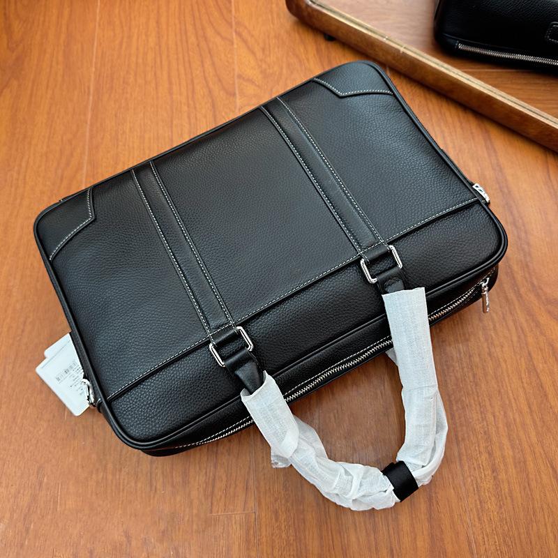 Retro Men's Briefcase, Genuine Leather Business Bag, Laptop Bag, Casual Crossbody Bag